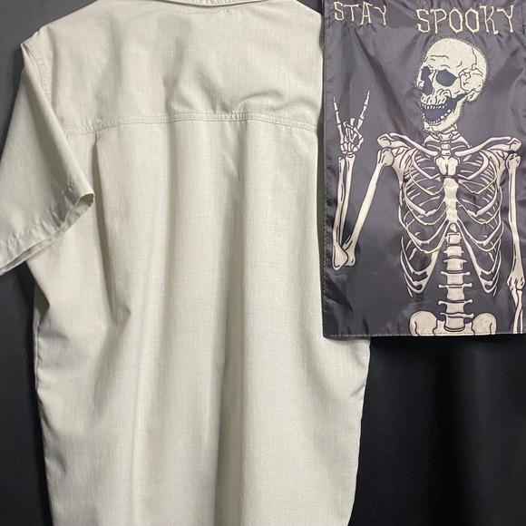 Rugged Exposure Button Up Shirt Short Sleeve Outdoor Casual Beige Medium - Picture 3 of 3